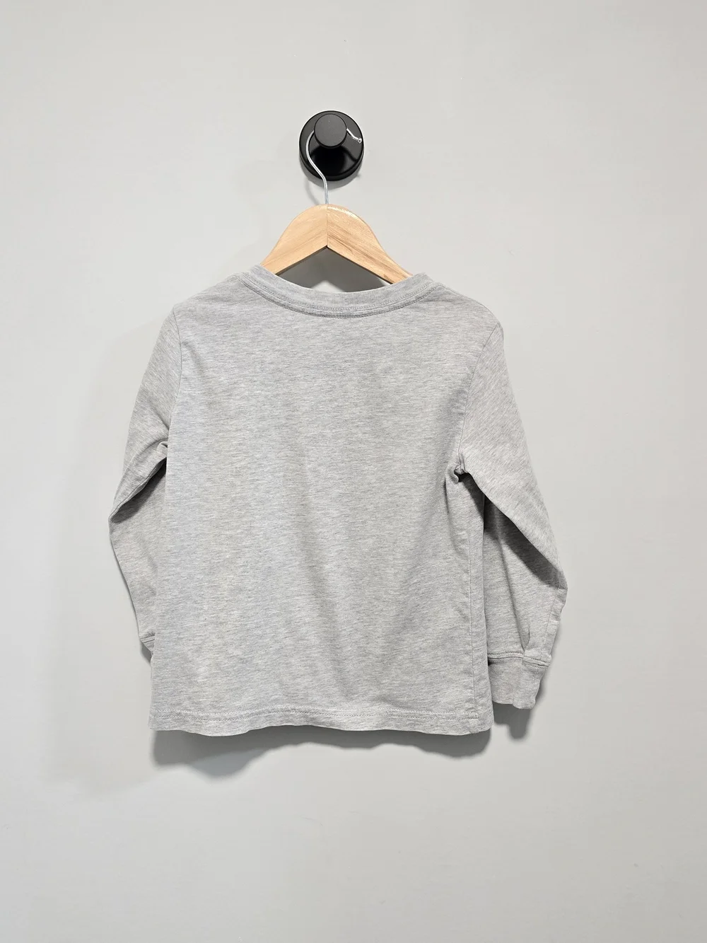 Ralph Lauren Kids' Long-Sleeve V-Neck Tee in Light Gray with Navy Pony